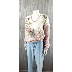 Vintage Chunky Sweater Chenille Cottagecore Granny Chic